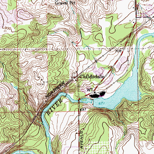 Topographic Map of Childsdale Post Office (historical), MI