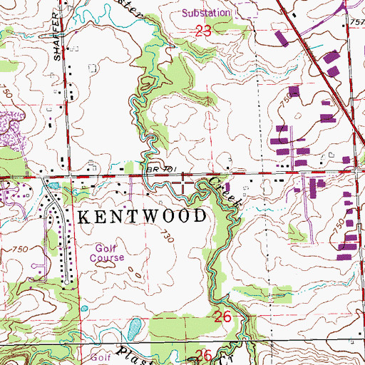 Topographic Map of Meadowbrook Park, MI