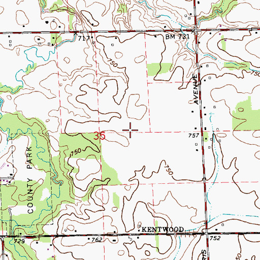 Topographic Map of Bailey's Grove Park, MI