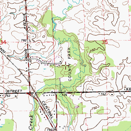 Topographic Map of Paris County Park, MI