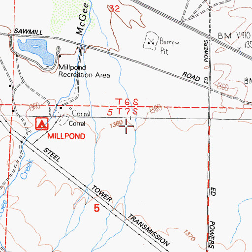 Topographic Map of Birch Creek, CA