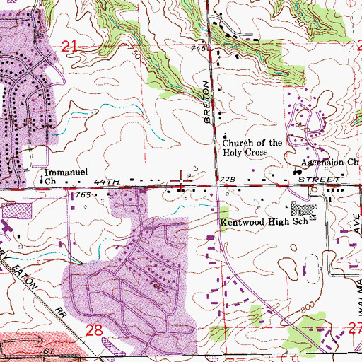 Topographic Map of Breton Meadows Shopping Center, MI