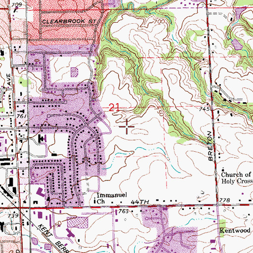 Topographic Map of Oxford Place Park, MI