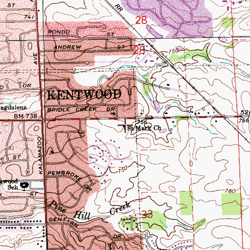 Topographic Map of Saint Mark's Lutheran School, MI