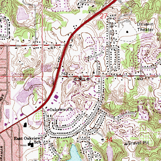 Topographic Map of Plainfield Branch Library, MI