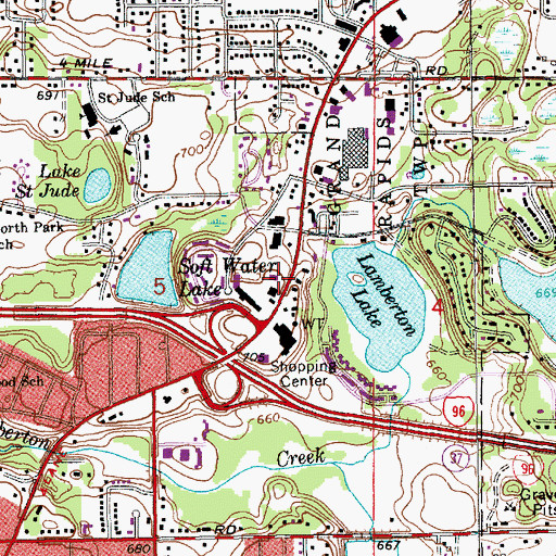 Topographic Map of Apple Tree Mall, MI