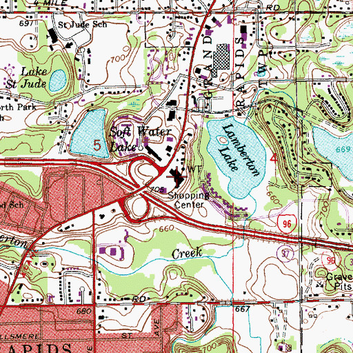 Topographic Map of Plainfield Plaza, MI