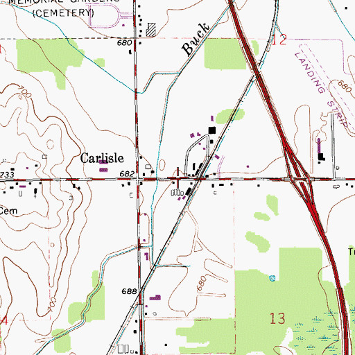 Topographic Map of Carlisle Station, MI