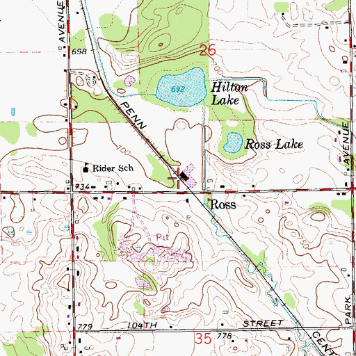 Topographic Map of Ross Station, MI