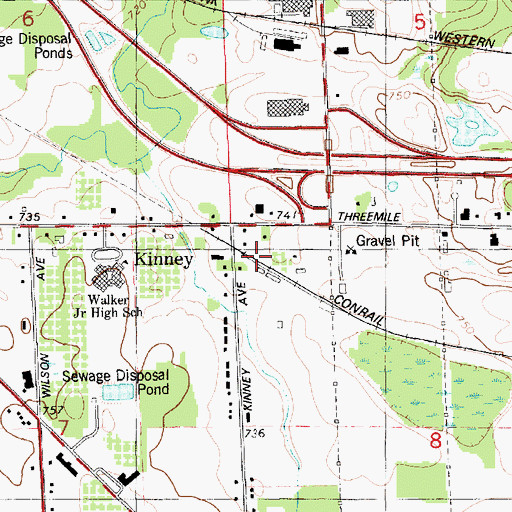 Topographic Map of Kinney Station (historical), MI