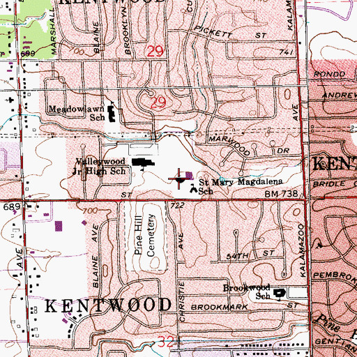 Topographic Map of Saint Mary Magdalen Church, MI