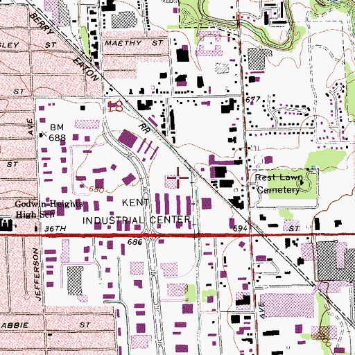 Topographic Map of Pentecostals of Kentwood, MI