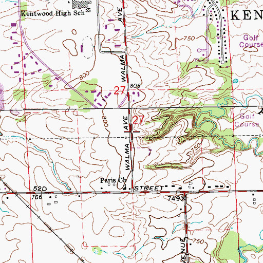 Topographic Map of Breton Road Baptist Church, MI