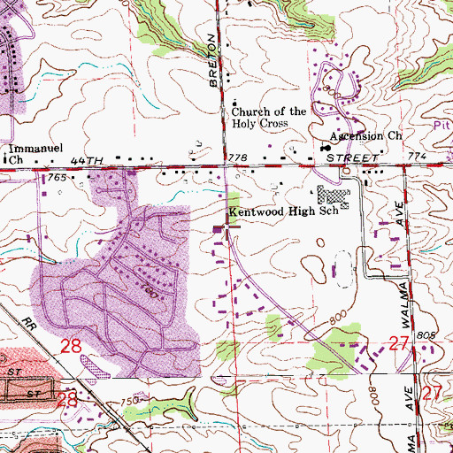 Topographic Map of Centerpointe Church, MI