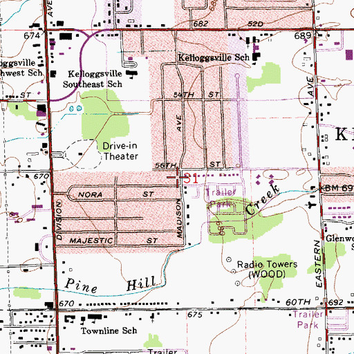 Topographic Map of Garden Park Church of God, MI