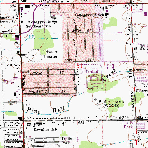 Topographic Map of Madison Avenue Missionary Church, MI