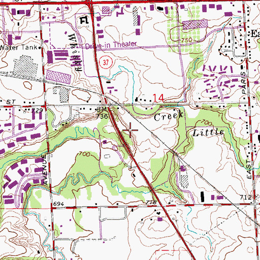 Topographic Map of Spectrum Health Center-Broadmoor Urgent Care, MI