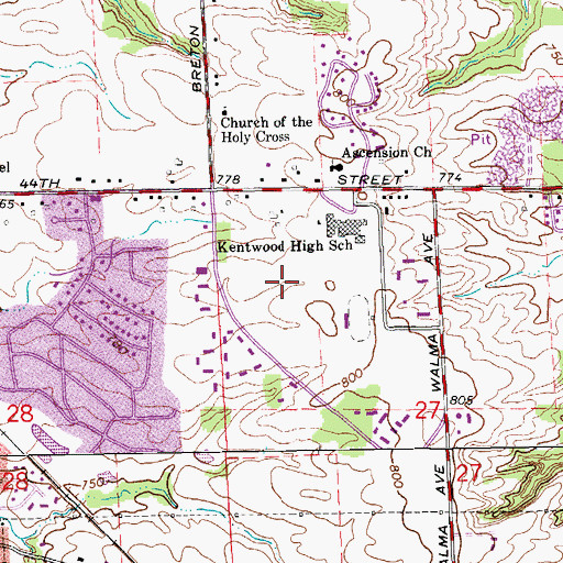 Topographic Map of Spectrum Health Kentwood Center, MI