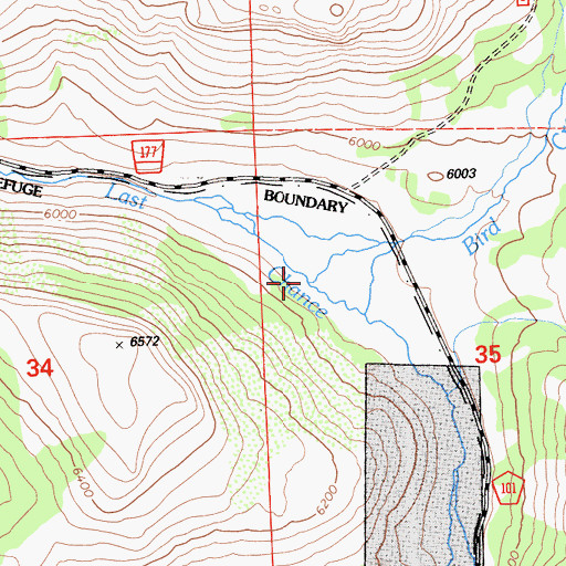 Topographic Map of Bird Creek, CA