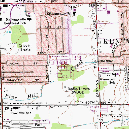 Topographic Map of Pinebrook Village Mobile Home Park, MI