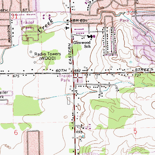 Topographic Map of Southwood Village Mobile Home Park, MI
