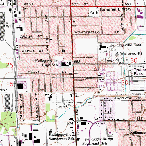 Topographic Map of Paris Estates Mobile Home Park, MI