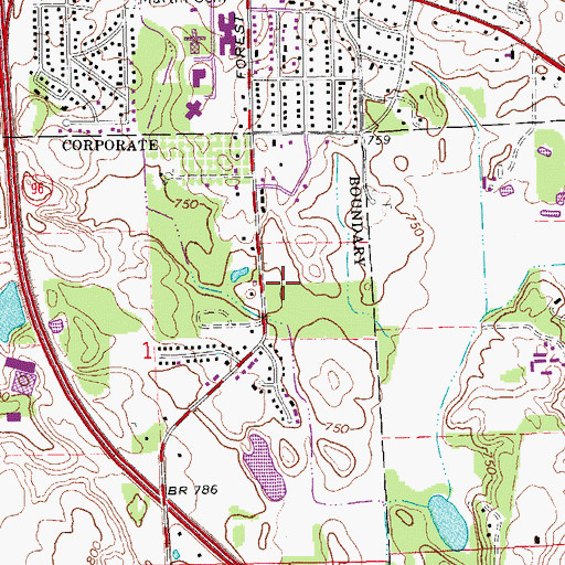Topographic Map of Meadow Brook Elementary School, MI