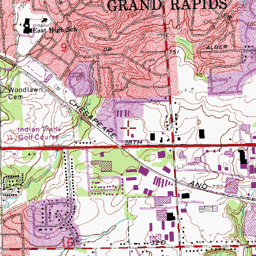 Topographic Map of Indian Village Mall, MI