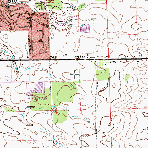 Topographic Map of Pinewood Middle School, MI