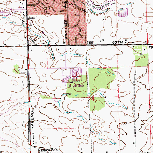 Topographic Map of East Kentwood High School, MI