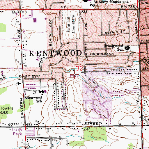 Topographic Map of Jaycee Park, MI