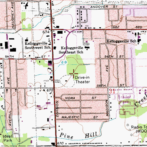 Topographic Map of Kellogg Woods Park, MI