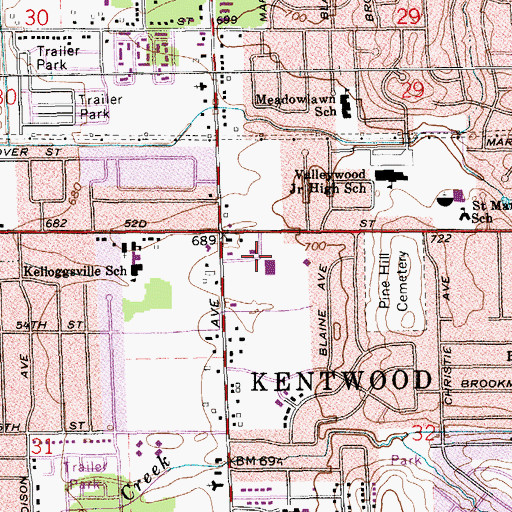 Topographic Map of Kentwood Shopping Center, MI