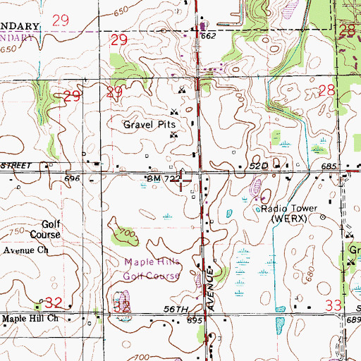 Topographic Map of Grandville Assembly of God Church, MI