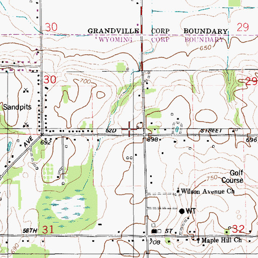 Topographic Map of Jehovah's Witnesses of Grandville, MI