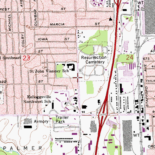 Topographic Map of Clyde Park Pediatrics, MI
