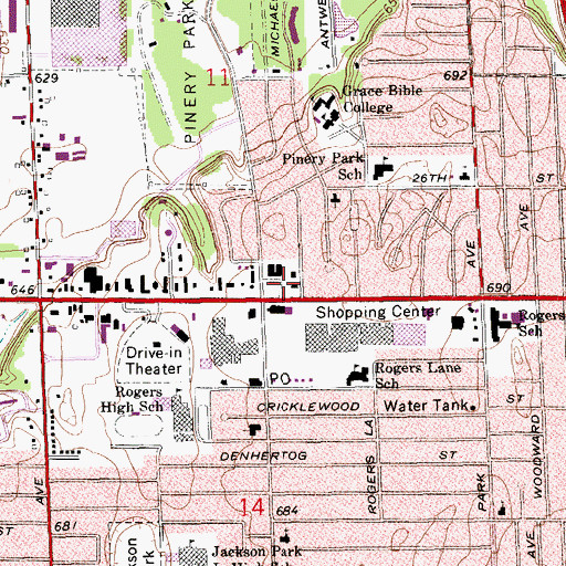 Topographic Map of Wyoming City Hall, MI