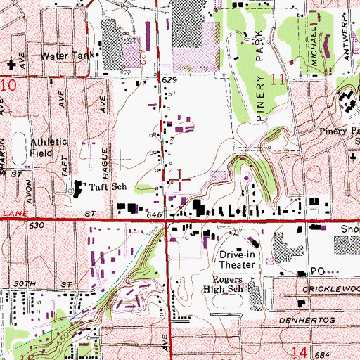 Topographic Map of James A Sheeran Public Service Building, MI