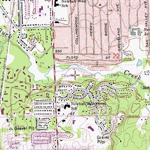 Topographic Map of Charles Lemery Park, MI