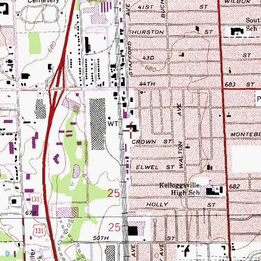 Topographic Map of Kelloggsville West Elementary School, MI