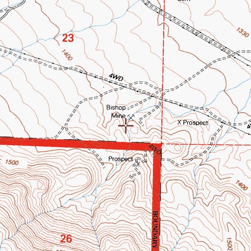 Topographic Map of Bishop Mine, CA