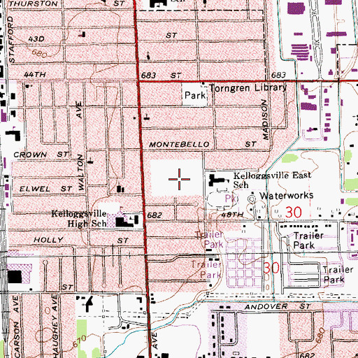 Topographic Map of Kelloggsville Middle School, MI