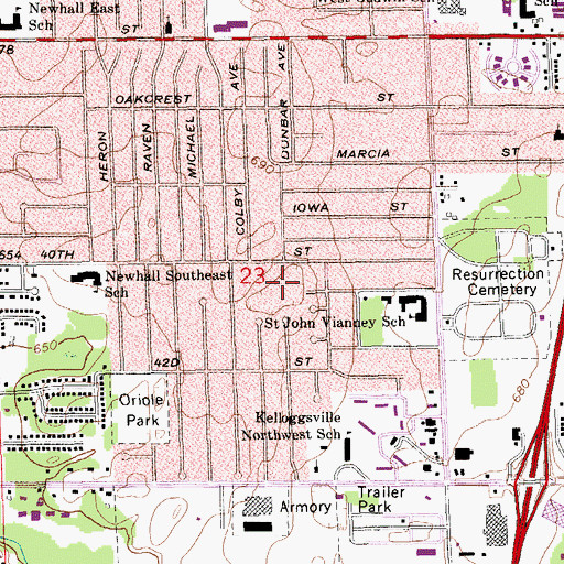 Topographic Map of Fortieth Street Park, MI
