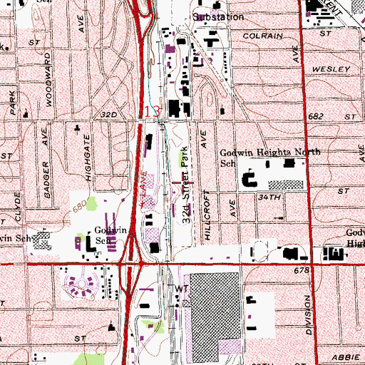Topographic Map of Hillcroft Park, MI