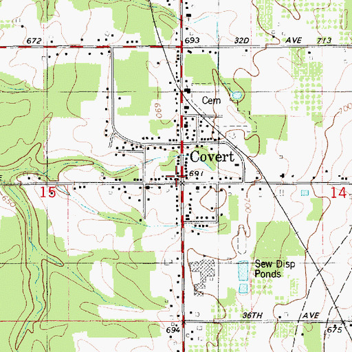 Topographic Map of Covert Library Historical Marker, MI