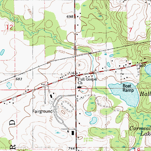 Topographic Map of Van Buren County Poorhouse Historical Marker, MI