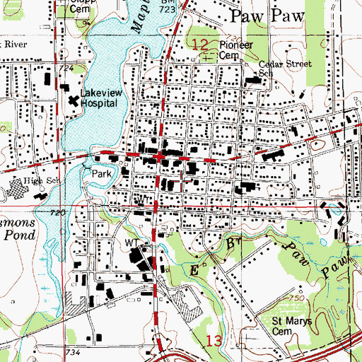 Topographic Map of Van Buren County Courthouse Historical Marker, MI