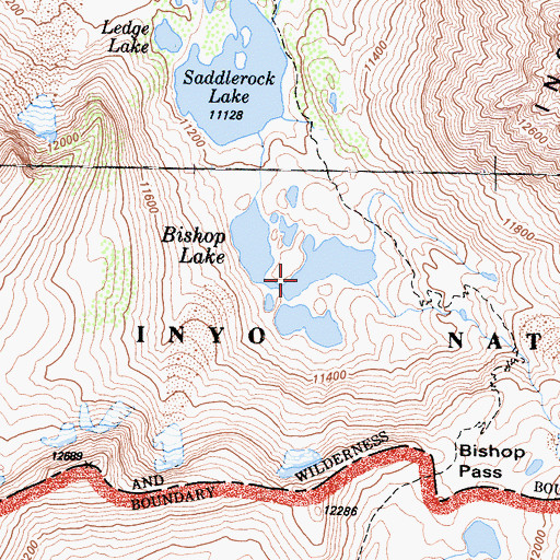 Topographic Map of Bishop Lake, CA