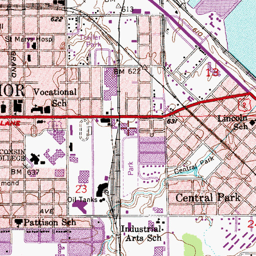 Topographic Map of Belknap Plaza Shopping Center, WI
