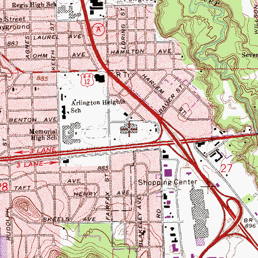 Topographic Map of Eau Claire Shopping Center, WI